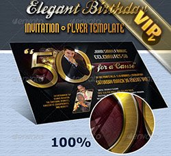 生日派对邀请函模板：Elegant Birthday Invite Flyer Template